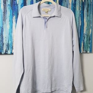 Tommy Bahama Men's Light Blue Polo Long Sleeve Silk Blend Shirt Medium